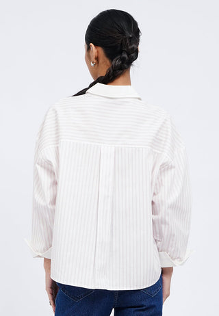 Contrast Cuff Stripes Shirt