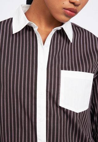 Contrast Cuff Stripes Shirt