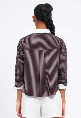 Contrast Cuff Stripes Shirt