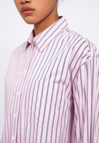 Double Layered Hem Stripes Shirt