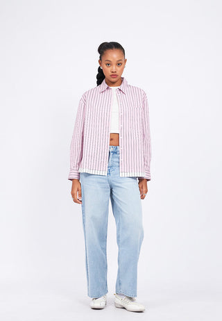 Double Layered Hem Stripes Shirt