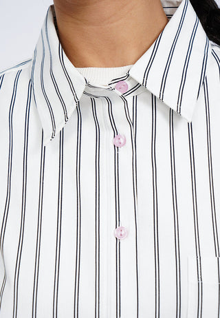Double Layered Hem Stripes Shirt