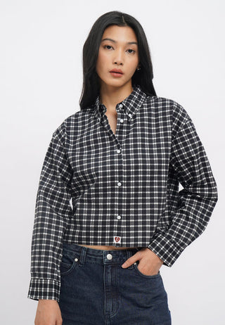 Unfinished Hem Long Sleeve Check Shirt