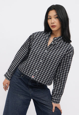 Unfinished Hem Long Sleeve Check Shirt