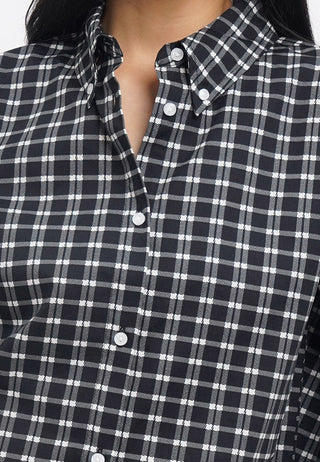 Unfinished Hem Long Sleeve Check Shirt
