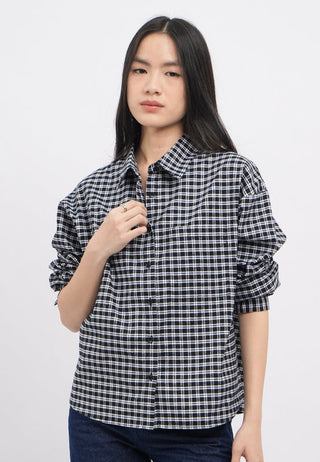 Long Sleeve Textured Checks Shirt