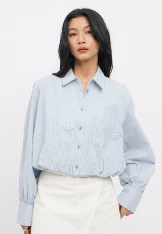 Puff Hem Loose Shirt with Pocket