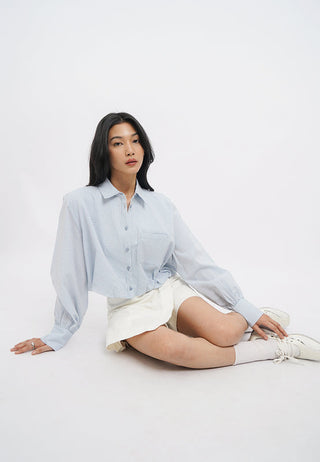 Puff Hem Loose Shirt with Pocket