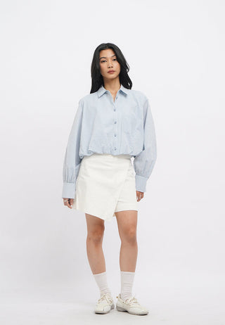 Puff Hem Loose Shirt with Pocket