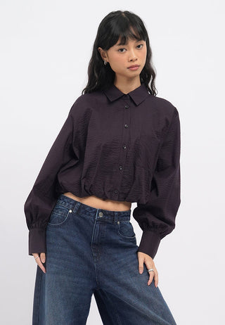Puff Hem Loose Shirt with Pocket