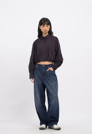 Puff Hem Loose Shirt with Pocket