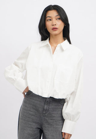 Puff Hem Loose Shirt with Pocket