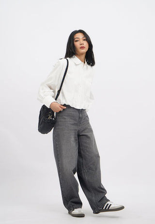 Puff Hem Loose Shirt with Pocket