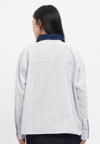 Long Sleeve Stripes Embroidery Shirt