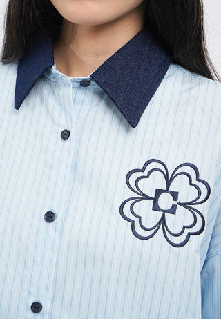 Long Sleeve Stripes Embroidery Shirt