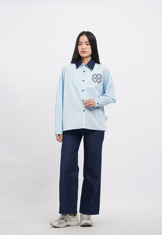 Long Sleeve Stripes Embroidery Shirt
