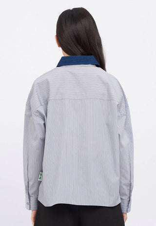 Long Sleeve Stripes Embroidery Shirt