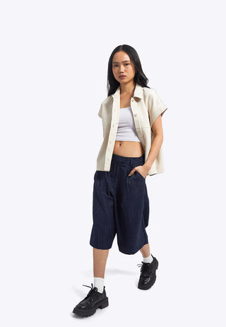 Regular Fit Stripes Bermuda Pants