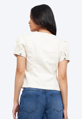 Puff Sleeves V-Neck Blouse