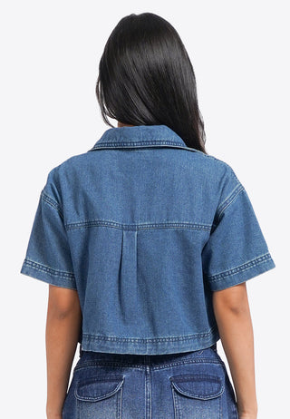 Pocket Crop Denim Shirt