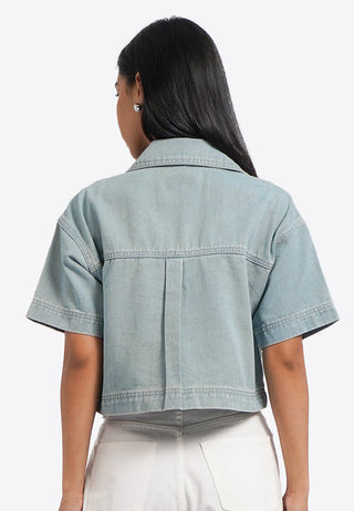 Pocket Crop Denim Shirt