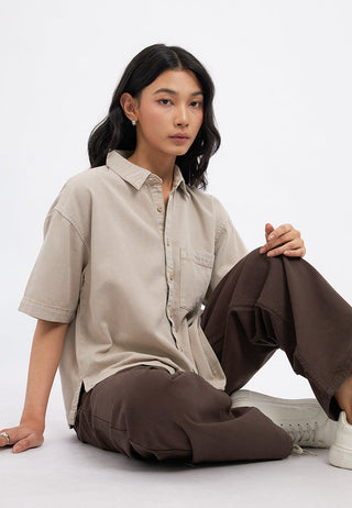 Short Sleeve Washed Twill Shirt