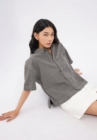 Short Sleeve Washed Twill Shirt