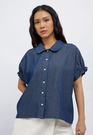 Puff Sleeves Chambray Blouse