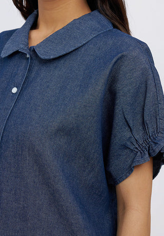 Puff Sleeves Chambray Blouse
