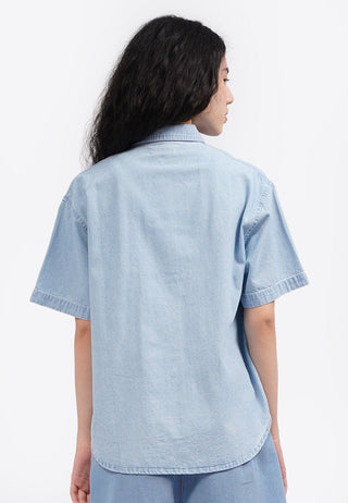 Oversized Short Sleeve Denim Shirt L.Blue
