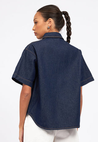 Double Pocket Short Sleeve Denim Shirt