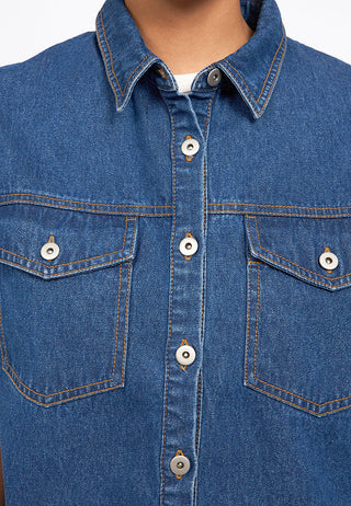 Double Pocket Short Sleeve Denim Shirt