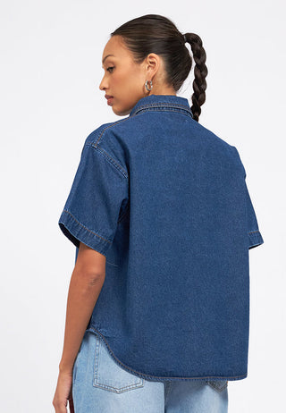 Double Pocket Short Sleeve Denim Shirt