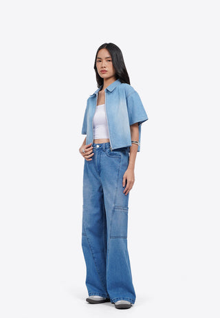 Zipped Up Denim Shirt