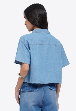 Zipped Up Denim Shirt