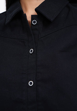 Curved Yolk Denim Blouse