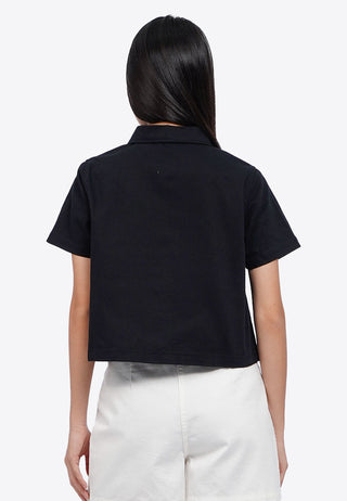 Curved Yolk Denim Blouse