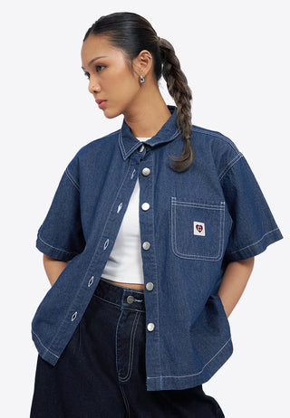 Oversized Denim Shirt with Pocket