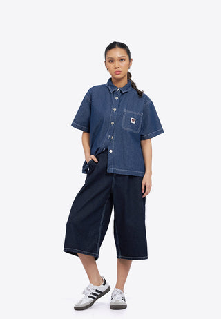Oversized Denim Shirt with Pocket