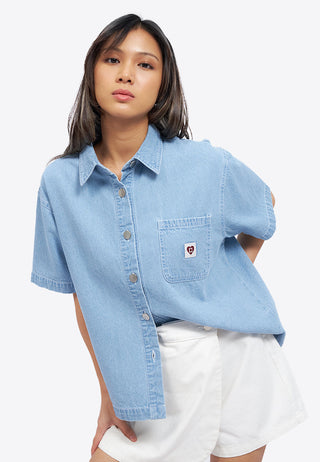 Oversized Denim Shirt with Pocket