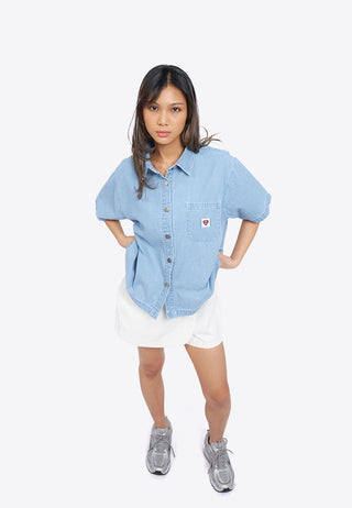 Oversized Denim Shirt with Pocket