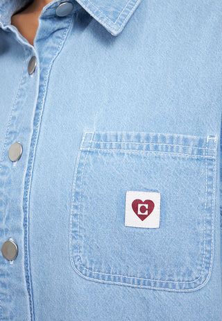 Oversized Denim Shirt with Pocket