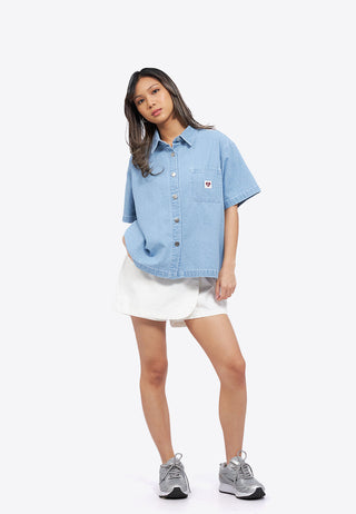 Oversized Denim Shirt with Pocket