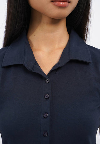 Button Up Short Sleeve Fitted Top