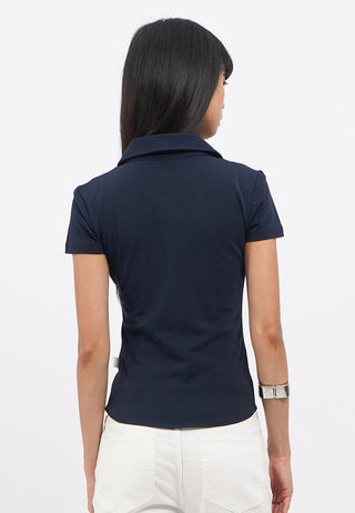 Button Up Short Sleeve Fitted Top