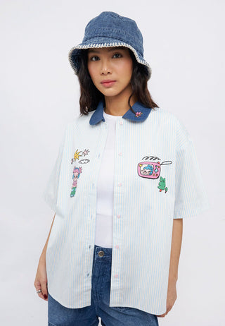 Colorbox x Liunic Contrast Collar Stripes Shirt