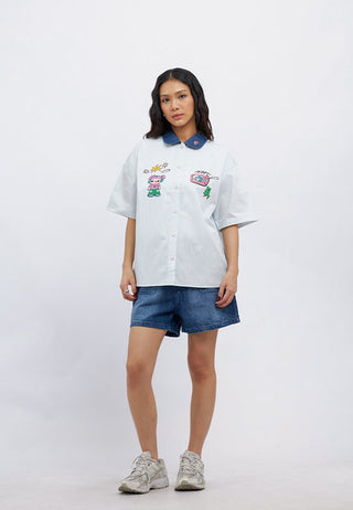 Colorbox x Liunic Contrast Collar Stripes Shirt