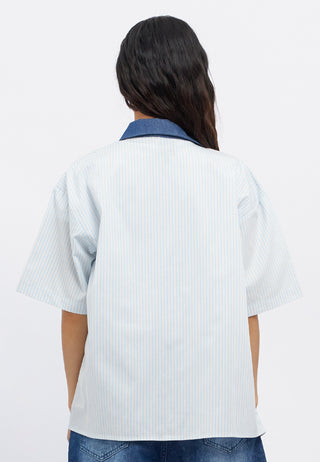Colorbox x Liunic Contrast Collar Stripes Shirt
