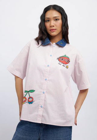 Colorbox x Liunic Contrast Collar Stripes Shirt