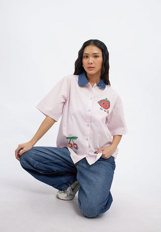 Colorbox x Liunic Contrast Collar Stripes Shirt